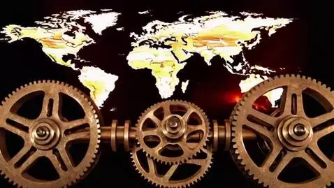 AI Video from prompt: Cinematic close-up of massive bronze gears turni