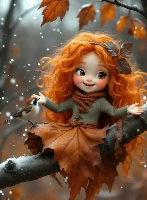 AI Video from prompt: Девочка  улыбается, опускает глаза вниз и дарит 