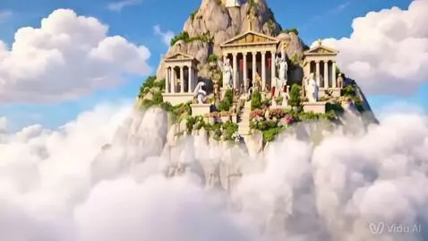 AI Video from prompt: Камера на огромной скорости пикирует с божествен