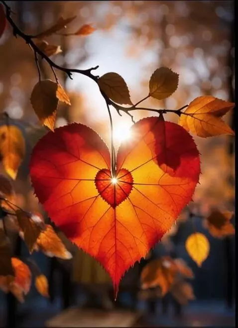 AI Video from prompt: Камера приближается к центру листа, вспышка серд