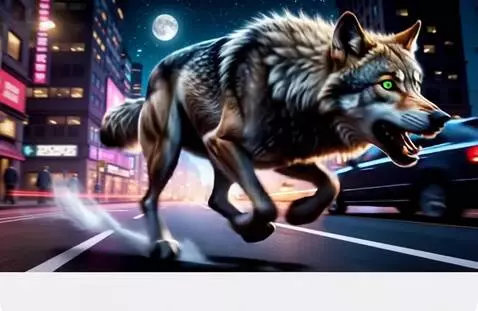 AI Video from prompt: Волк бежит галопом очень быстро, энергично на су