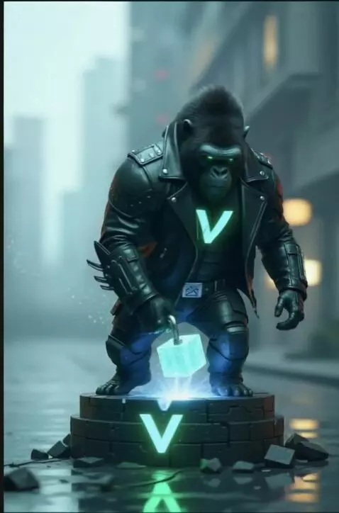 AI Video from prompt: Fast cuts: the gorilla slams his hammer down, da