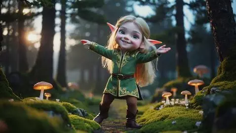 AI Video from prompt: симпатичная эльфийка танцует и улыбается