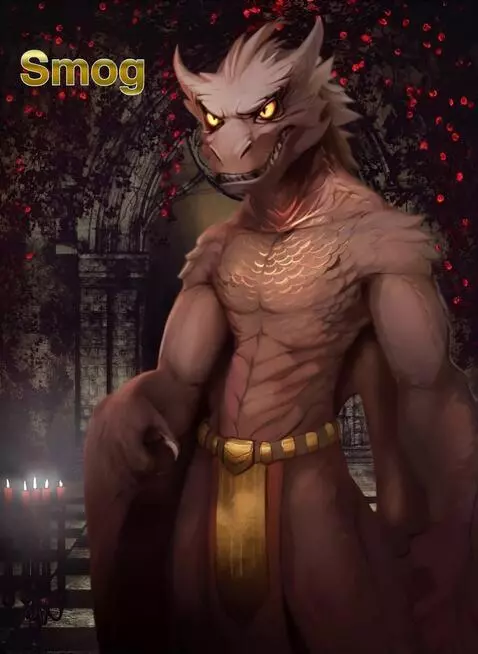 AI Video from prompt: Dragon dude standing smiling looking saying well