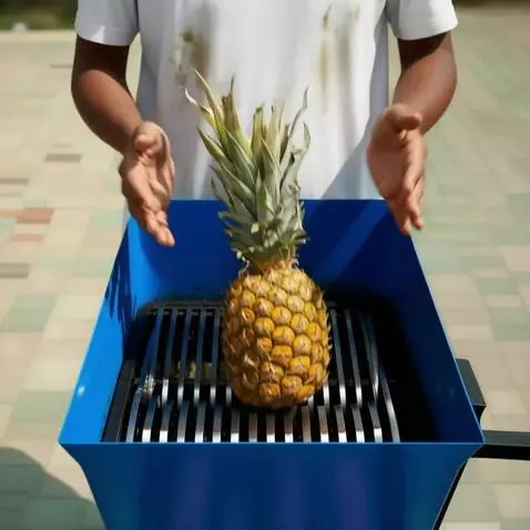 AI Video from prompt: static camera shot focused on a blue industrial 