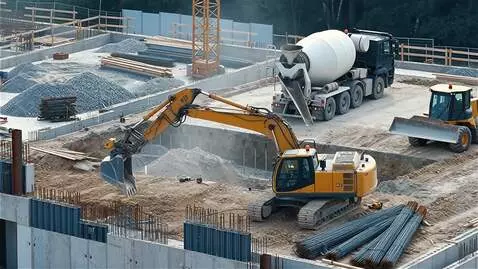 AI Video from prompt: специальная строительная техника на строительной