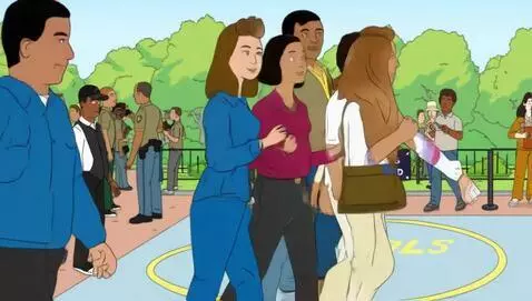 AI Video from prompt: В стиле мультипликации. Танцевальная площадка в 