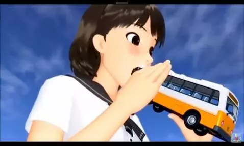 AI Video from prompt: She eating the bus