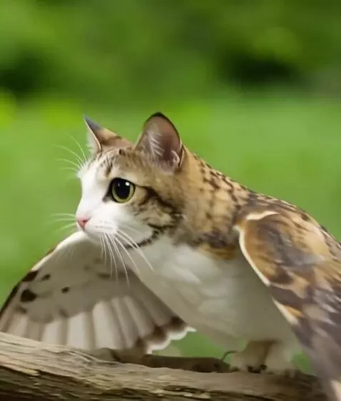 AI Video from prompt: Она летает с ветки на ветку и прилитает в магази