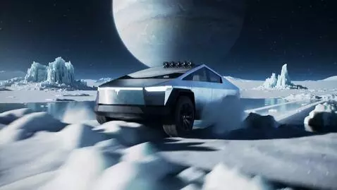 AI Video from prompt: In a thrilling sci-fi scene, the angular Tesla C