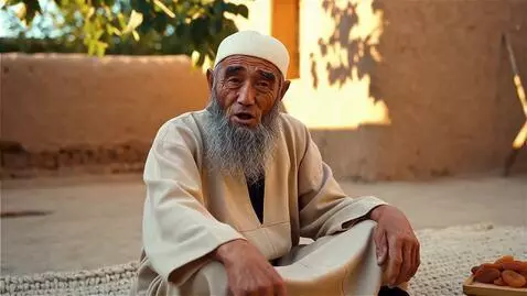 AI Video from prompt: a old man says "qisib o'tir bacham"