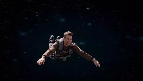 AI Video from prompt: a man flies into space