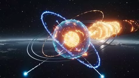 AI Video from prompt: от огромного грустного атома во все стороны в па