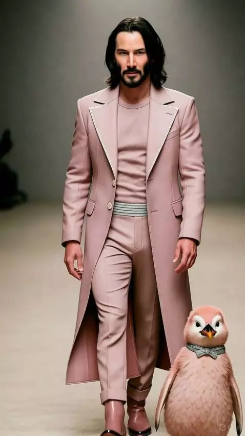 AI Video from prompt: идут вместе с пингвином прямо вперед в полный ро