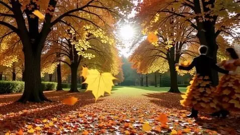 AI Video from prompt: Тёплый осенний день в парке листопад. Оранжевые 