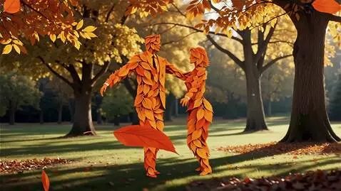 AI Video from prompt: Тёплый осенний день в парке листопад. Оранжевые 