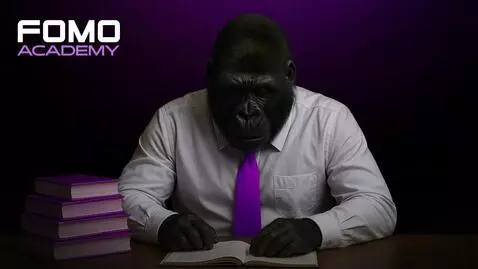 AI Video from prompt: Fomo ape is studying hard, then he aces his test