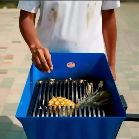 AI Video from prompt: pineapple disappears completely in the crushing 