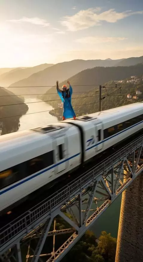 AI Video from prompt: Камера следует за Спортсменом в синем костюме кр