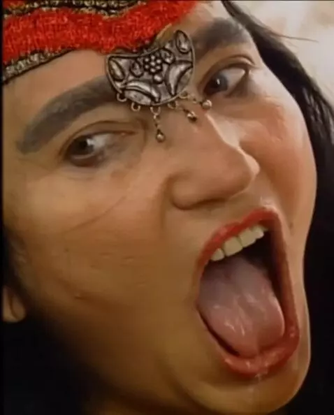 AI Video from prompt: Looking at viewer mouth wide tongue sticking out