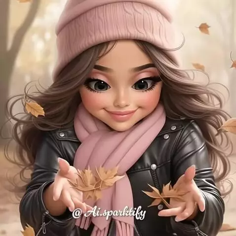 AI Video from prompt: Девушка улыбается и дарит сердечко из листьев