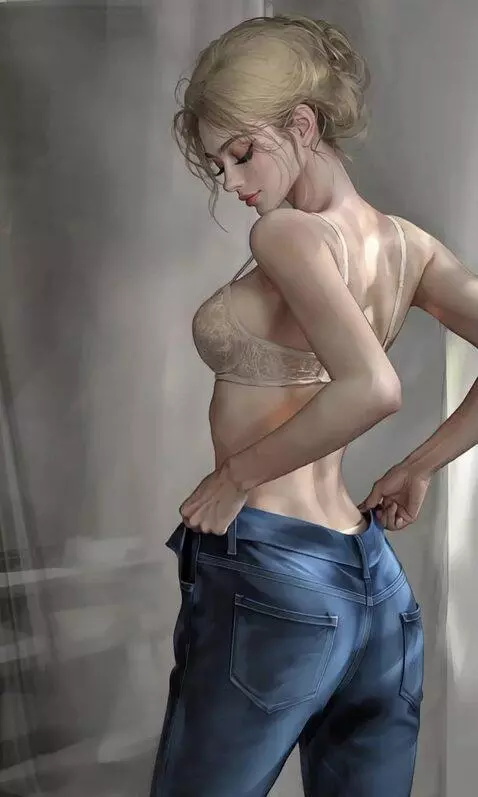 AI Video from prompt: одевает штаны и подмигивает улыбаясь