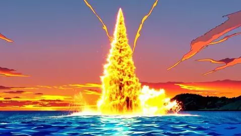 AI Video from prompt: A dynamic, wide-angle view of a sunset sky over 