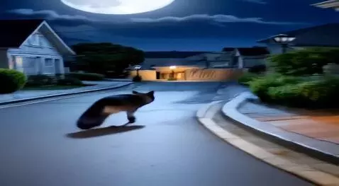 AI Video from prompt: Волк бежит по дороге и потихоньку поднимается ту