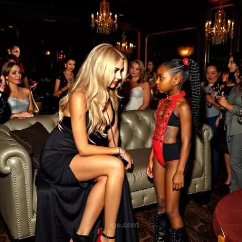 AI Video from prompt: black girl kneels down. Blond girl stands still.