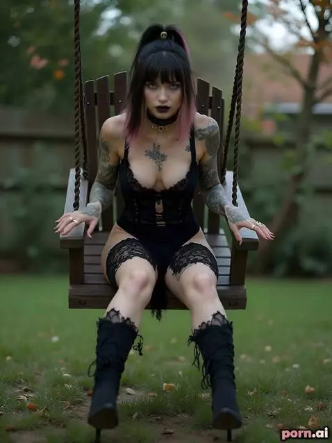 AI Video from prompt: Женщина качается на качелях и прыгает вперёд