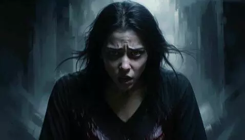 AI Video from prompt: девушка превращается в кровавого оборотня