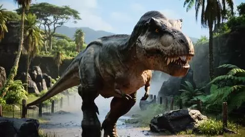 AI Video from prompt: showcase video of jurrasic park