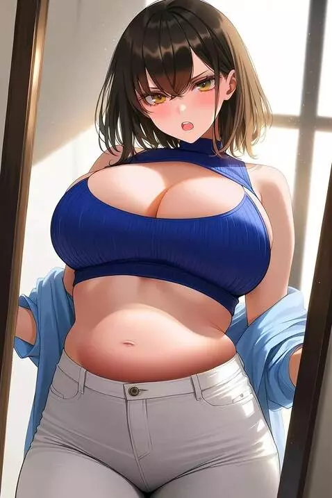 AI Video from prompt: A woman belly inflating massively.