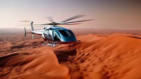 AI Video from prompt: Cybertruck helicopter soars over the sandy sands