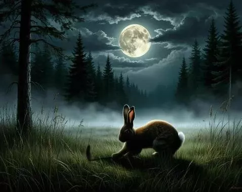 AI Video from prompt: заяц косит траву вокруг себя