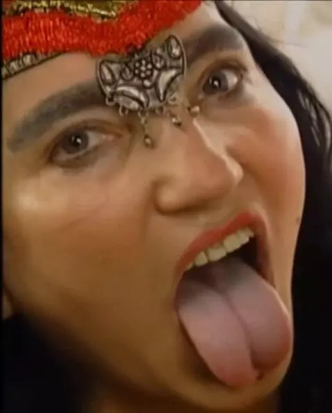 AI Video from prompt: Looking at viewer mouth wide open tongue stickin