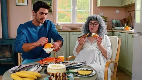 AI Video from prompt: Молодая красивая женщина с серыми кучерявыми вол