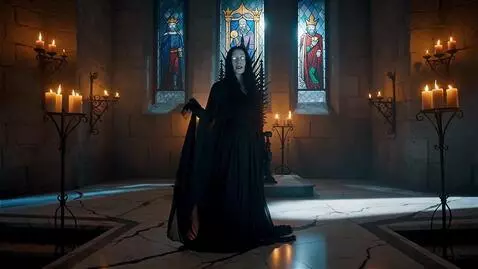 AI Video from prompt: A mysterious woman draped in flowing black silks