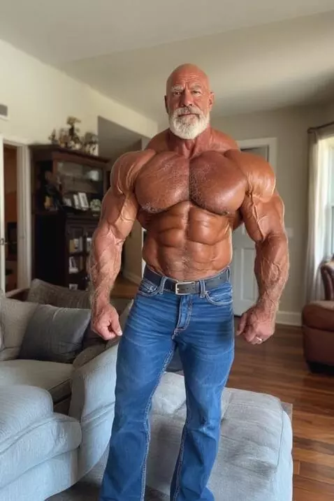 AI Video from prompt: a pro bodyuilder moves his body