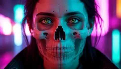 AI Video from prompt: девушка превращается в череп