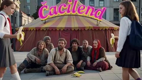 AI Video from prompt: grupa ruznih halapljivih ljudi sedi ispred velik