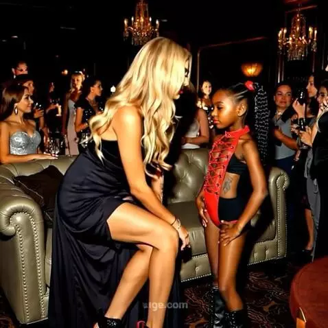 AI Video from prompt: Black girl kneels down. Blond girl stays still.