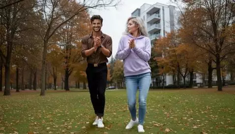 AI Video from prompt: The boy and girl take their hands out of their p