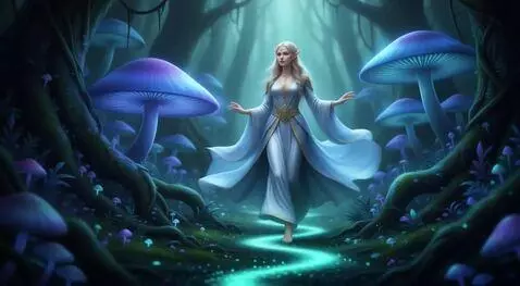 AI Video from prompt: 8-second fantasy video. A mysterious sorceress i