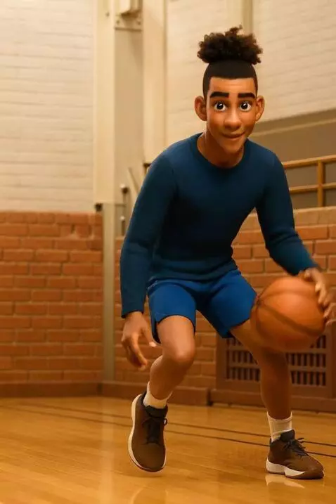 AI Video from prompt: Dribble drive and dunk the basketball through th