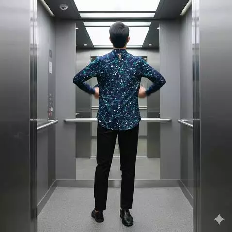 AI Video from prompt: Pria ini berdiri sambil mundur dan tanggannya me