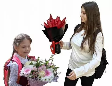 AI Video from prompt: The older sister gives the younger sister a litt