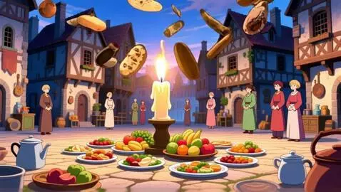 AI Video from prompt: Все предметы и блюда с едой летят в огонь свечи 