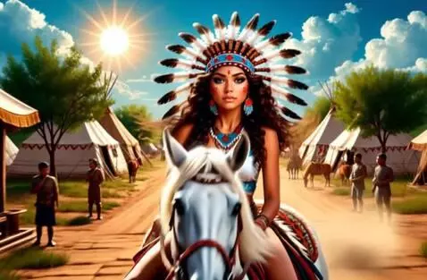 AI Video from prompt: Девушка скачет, галопом, вперёд. Из под копыт ле