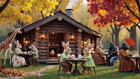 AI Video from prompt: Осень. На деревьях листья жёлтые, оранжевые, кра